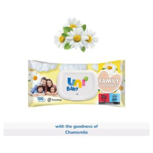 uni baby chusteczki nawilżane family chamomile 100 szt