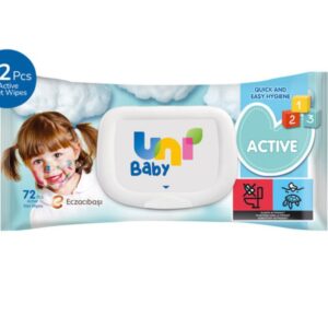 uni baby active chusteczki nawilżane 72 szt dla niemowląt z klapką